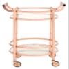 Safavieh Home Collection Sienna Rose Gold/Black Nickel Trim Handle/Tempered Glass 2-Tier Round Bar Cart view 1