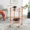 Safavieh Home Collection Sienna Rose Gold/Black Nickel Trim Handle/Tempered Glass 2-Tier Round Bar Cart view 2