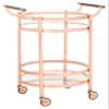 Safavieh Home Collection Sienna Rose Gold/Black Nickel Trim Handle/Tempered Glass 2-Tier Round Bar Cart view 3