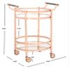 Safavieh Home Collection Sienna Rose Gold/Black Nickel Trim Handle/Tempered Glass 2-Tier Round Bar Cart view 4