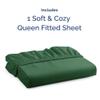 Queen Fitted Bed Sheet - Bottom Single Fitted Sheet Only - Ultra-Soft Hotel Luxury Bedding w/ 8-16 Inch Deep Pockets - Breathable & Wrinkle Free - Easy-Care, Fade & Shrink Resistant - Emerald Green view 4