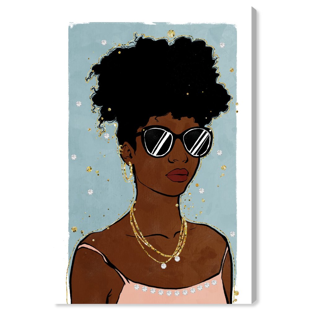 Wynwood Studio Fashion and Glam Contemporary Wrapped Canvas Art - Summer Vibes, Wall Art for Living Room, Bedroom, and Bathroom, 16 in x 24 in, Brown and Gold Home Decor