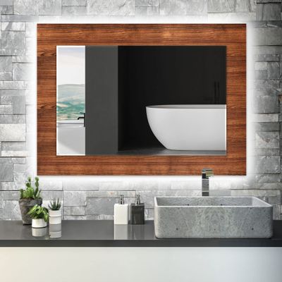 My Photostation.com Led Mirror with Tempered Glass 43 x 27.5''(Horizontal) Led Bathroom Mirror Wall Decor for Bedroom Makeup Mirror Entryway Decor-Illuminated Mirror Led Lighted Vanity Mirror 226