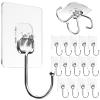 Large Adhesive Hooks for Hanging Heavy Duty Wall Hooks 22 lbs Self Adhesive Towel Waterproof Transparent for Bags Bathroom Shower Outdoor Kitchen Cups Door Coat Sticky Hooks (Transparent, 16pcs) view 1