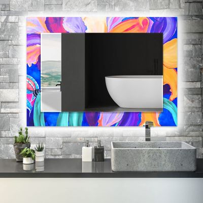 My Photostation.com Led Mirror with Tempered Glass 24 x 35.5''(Vertical) Led Bathroom Mirror Wall Decor for Bedroom Makeup Mirror Entryway Decor-Illuminated Mirror Led Lighted Vanity Mirror 19