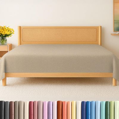 Queen Size Flat Sheet - Hotel Quality Top Flat Bed Sheet Only - Ultra-Soft, Comfy, Breathable & Cooling - Fade & Wrinkle Free - Easy-Care, Stain & Shrink Resistant Bedding - Oeko-Tex - Heathered Beige