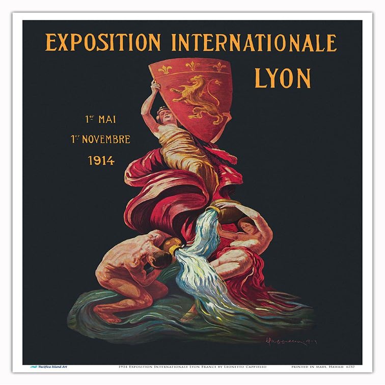 1914 Exposition Internationale Lyon France - Vintage Exhibition Poster by Leonetto Cappiello - Master Art Print (Unframed) 9in x 12in