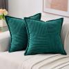 HAUSSY Teal Throw Pillow Covers 22x22 Inch Set of 2, Soft Corduroy Solid Striped,Square Decorative Cushion Case,Winter Home Decorations for Couch,Bed view 1