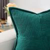 HAUSSY Teal Throw Pillow Covers 22x22 Inch Set of 2, Soft Corduroy Solid Striped,Square Decorative Cushion Case,Winter Home Decorations for Couch,Bed view 2