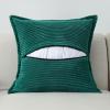 HAUSSY Teal Throw Pillow Covers 22x22 Inch Set of 2, Soft Corduroy Solid Striped,Square Decorative Cushion Case,Winter Home Decorations for Couch,Bed view 3