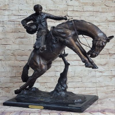 Bronze Sculpture Titled Bronco Twister After C M Russell Home Office Decor GIF Decorartive Artwork Deal by Bronze Finery