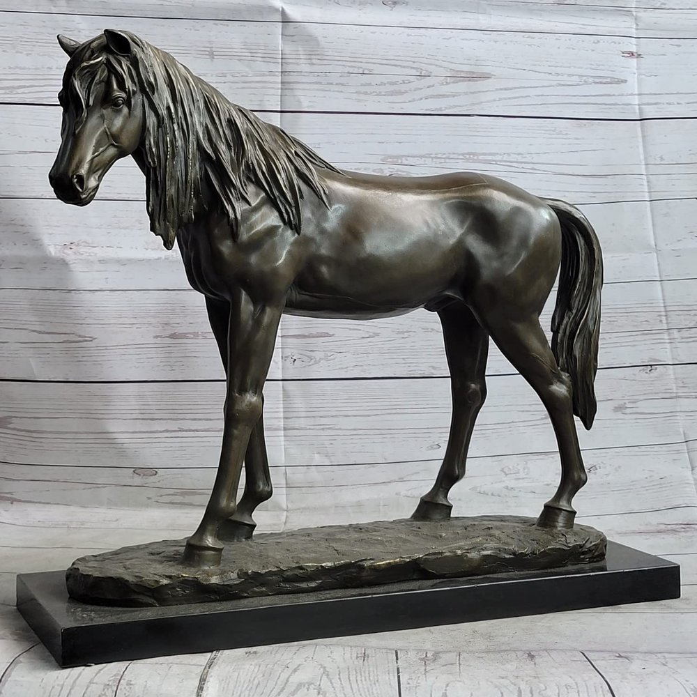 European Finery Design Trotting Thoroughbred Horse Cast Bronze Garden Statue Decorartive Artwork Deal by Bronze Finery