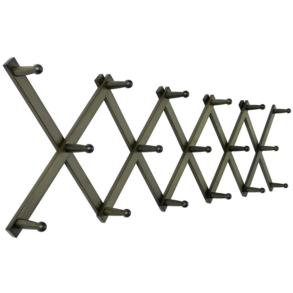 SKOLOO Hat Rack for Wall with 17 Hooks, Solid Wooden, Modern, Expandable Coat Rack Wall Mount for Coats, Hats, Bags, Baseball Caps, Dark Walnut Color