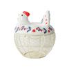 oskas Chicken Egg Holder, Fresh Egg Storage Basket Countertop,Decorative Ceramic Lid with Wire Basket,Holds 2 Dozen Egg, White3 view 1