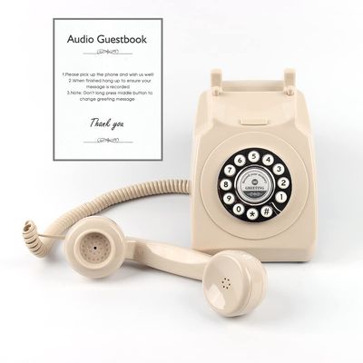 Audio Guest Book Wedding Phone Record Customized Audio Message with Guest Book for Wedding Birthday Party Confession Message Voicemail (White)