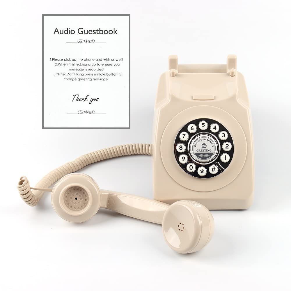 Audio Guest Book Wedding Phone Record Customized Audio Message with Guest Book for Wedding Birthday Party Confession Message Voicemail (White)
