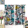 Abstract Brick Wall Curtains,Graffiti Grunge Art Wall New York City Print Curtains for Teens Bedroom Living Room Hop Art Wall Window Drapes 2 Panel Set,Total Size 84" x 84" view 3