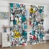 Abstract Brick Wall Curtains,Graffiti Grunge Art Wall New York City Print Curtains for Teens Bedroom Living Room Hop Art Wall Window Drapes 2 Panel Set,Total Size 84" x 84" view 4