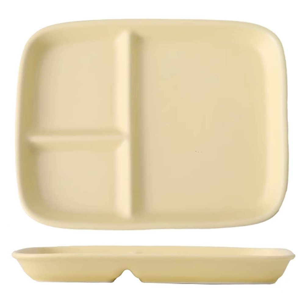 Bariatric Control Plate and Cup Set, Deep Dish Divided Plates Portion Control Divided Plates for Salad, Picnic, Weight Loss Meals (Color : Yellow-Plate)