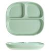 3 Compartment Rounded Square Dinner Plate Candy Tray, Compartmentalised Cutlery Set, One Person Food Home Breakfast Plate, Ceramic 211 Fat Reducing, 1 Pc (Color : Square-Green) view 1