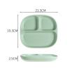 3 Compartment Rounded Square Dinner Plate Candy Tray, Compartmentalised Cutlery Set, One Person Food Home Breakfast Plate, Ceramic 211 Fat Reducing, 1 Pc (Color : Square-Green) view 2