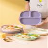 3 Compartment Rounded Square Dinner Plate Candy Tray, Compartmentalised Cutlery Set, One Person Food Home Breakfast Plate, Ceramic 211 Fat Reducing, 1 Pc (Color : Square-Green) view 3