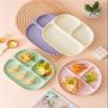 3 Compartment Rounded Square Dinner Plate Candy Tray, Compartmentalised Cutlery Set, One Person Food Home Breakfast Plate, Ceramic 211 Fat Reducing, 1 Pc (Color : Square-Green) view 4