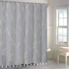 Ttincceer Modern Grey Shower Curtain with Tassels, Botanical Bathroom Curtain with Tassels, Minimalist Boho Tassels Shower Curtain Set with 12 Hooks for Bathroom, L2, 72Wx72L view 1