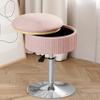 ACEQLYT Vanity Stool with Storage, Height Adjustable & 360 Swivel Vanity Chair for Makeup Room, Small Ottoman, Pink Velvet view 1