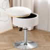 ACEQLYT Vanity Stool with Storage, High-Density Non-Sagging Foam Makeup Chair, Height Adjustable 360 Swivel Ottoman, Heavy Duty Metal Base, Beige Velvet Vanity Chair for Bedroom, Bathroom view 1