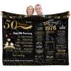 elseven 50th Anniversary Wedding Gift 50th Wedding for Her 50 Year Anniversary for Couples Wife Husband Best Anniversary Blanket Present Throw Blanket 50x60 Inch, Golden view 1