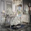 Acme Dresden Wooden Bed with Faux Leather Upholstery in Bone White view 2