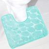 Reyox U-Shaped Bath Mat, Non Slip Soft Absorbent Bathroom Rugs, Quick Dry Bath Rugs, Polyester Contour Toilet Mat Blue Green 16" x 20" view 1