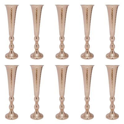 10 Pcs Flower Trumpet Wedding Vase Centerpieces for Party Decoration, 21" Tall Gold Metal Flower Stand for Reception Table, Birthday, Event, Home