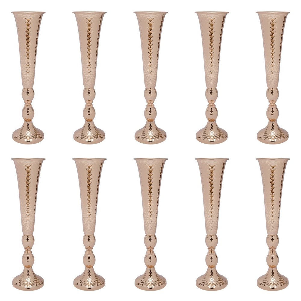 10 Pcs Flower Trumpet Wedding Vase Centerpieces for Party Decoration, 21" Tall Gold Metal Flower Stand for Reception Table, Birthday, Event, Home