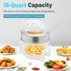 17L/17.96QT Turbo Air Fryer Oven, 360 Vertical Heating High Boron Heat-Resistant Glass Air Fryer Combo with Automatic Power-off Handle, Electric Convection Oven for Defrost, Bake, Steam, Fry view 3