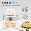 17L/17.96QT Turbo Air Fryer Oven, 360 Vertical Heating High Boron Heat-Resistant Glass Air Fryer Combo with Automatic Power-off Handle, Electric Convection Oven for Defrost, Bake, Steam, Fry view 4