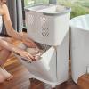 Movable Household Laundry Basket with Wheels, 2 Tier Plastic Sorter Baskets Clothes Storage Basket Storage Shelf, Large Hand-held Laundry Basket for Bathroom, Bedroom, Household, and Kitchen view 2