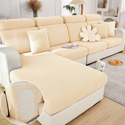 Stretch Sofa Covers for Cushion Couch,Universal Wear Resistant Slipcover with Elastic Bottom,Magic Couch Cover Furniture Protector,Anti-Slip L Shape Sofa Cover,Back Cover L,Weave-Mustard Yellow