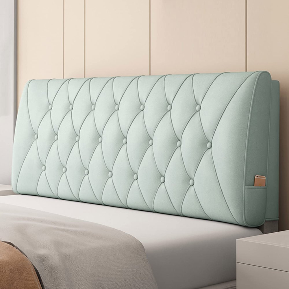 ZZYK Rectangle Headboard Pillow Upholstered Bed Backrest Waterproof Reading Pillow Wedge Cushion Support Backboard Removable Cover for Tatami Dorm Daybed Bed,Blue1,with Headboard 78.7"
