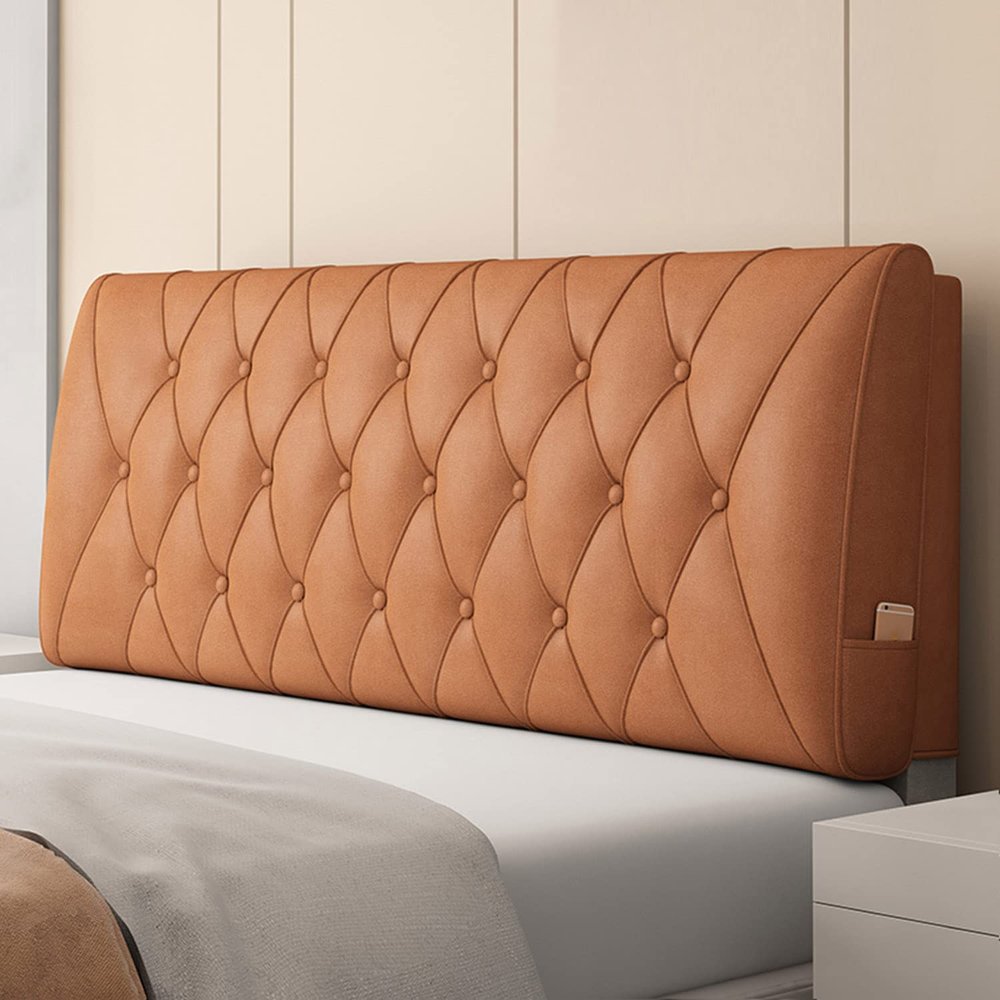 ZZYK Rectangle Headboard Pillow Upholstered Bed Backrest Waterproof Reading Pillow Wedge Cushion Support Backboard Removable Cover for Tatami Dorm Daybed Bed,Orange,with Headboard 70.8"