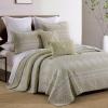 Finlonte Quilts Queen Size Sets, 100% Cotton Lightweight Boho Queen Bedspread, Beige White Striped Geometric Soft Reversible Queen Quilt Set for Bed All Season, 3-Pieces view 2