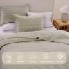 Finlonte Quilts Queen Size Sets, 100% Cotton Lightweight Boho Queen Bedspread, Beige White Striped Geometric Soft Reversible Queen Quilt Set for Bed All Season, 3-Pieces view 4