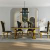 Asday Black and Gold Dining Table, 72 inch Luxury Dining Room Table with Gold Stainless Steel Metal U-Base for 4-8 view 2