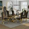 Asday Black and Gold Dining Table, 72 inch Luxury Dining Room Table with Gold Stainless Steel Metal U-Base for 4-8 view 4