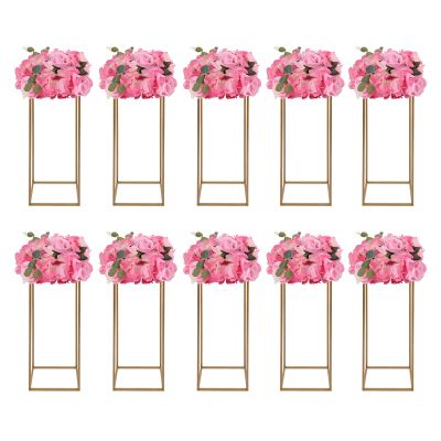 10PCs Metal Flower Stand for Wedding Table Centerpieces, 23.6 in Tall Gold Wedding Flower Stand for Floral Arrangement, Geometric Flower Vase Stand for Party, Events, Home Decor