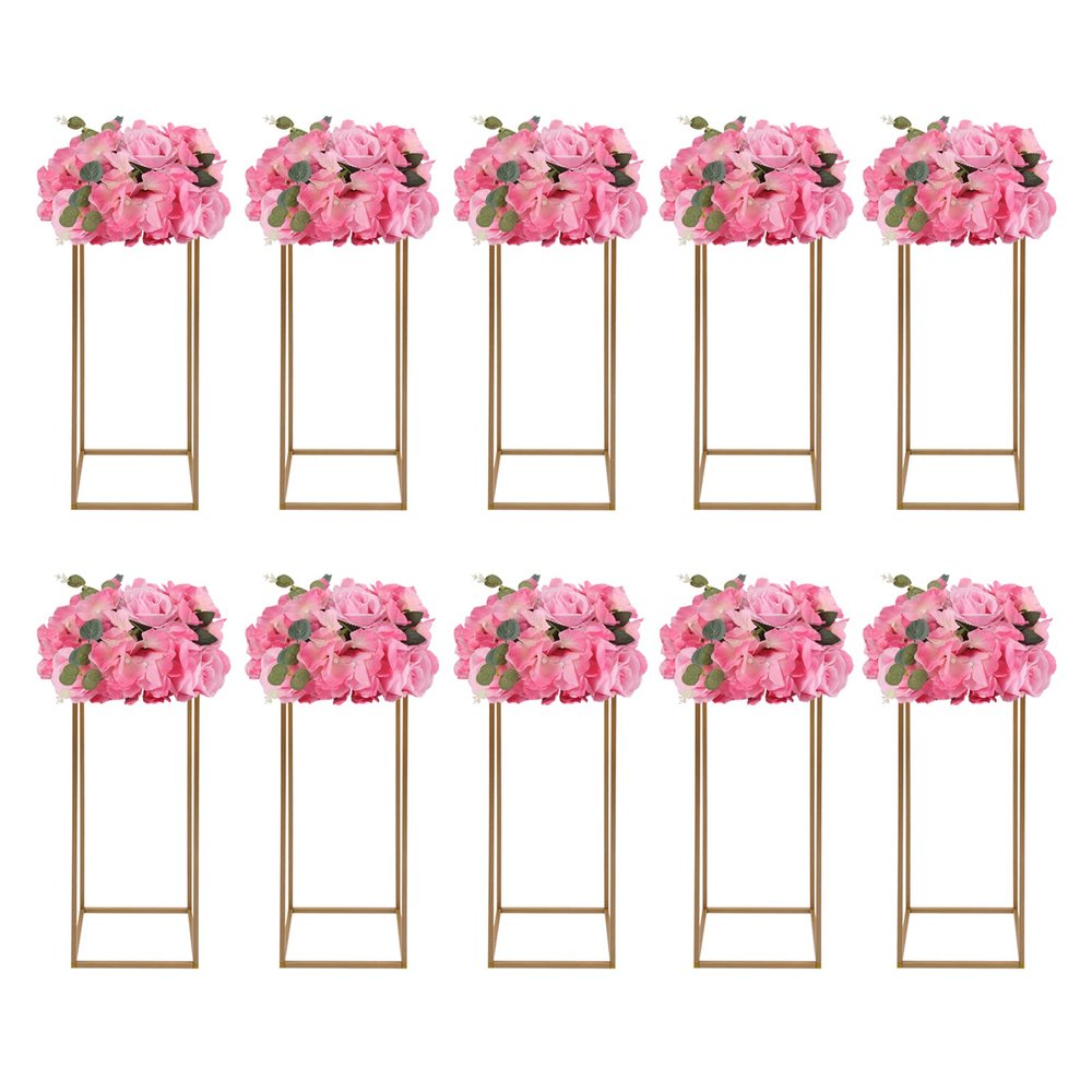 10PCs Metal Flower Stand for Wedding Table Centerpieces, 23.6 in Tall Gold Wedding Flower Stand for Floral Arrangement, Geometric Flower Vase Stand for Party, Events, Home Decor