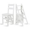 4 Step Ladder Wooden Folding Step Stool Stepladders Storage Shelf Rack with Wide Pedal for Household, Office, Plant Pots Displaying/White view 1