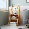 4 Step Ladder Wooden Folding Step Stool Stepladders Storage Shelf Rack with Wide Pedal for Household, Office, Plant Pots Displaying/White view 3