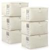 Canvas Comforters Bags Closet Organizers and Storage for Quilts Clothes Organization Containers Bins with Sturdy Zipper, Clear Window 75L for Sweaters Blankets Storage Bedroom Collapsible 6Pack view 1